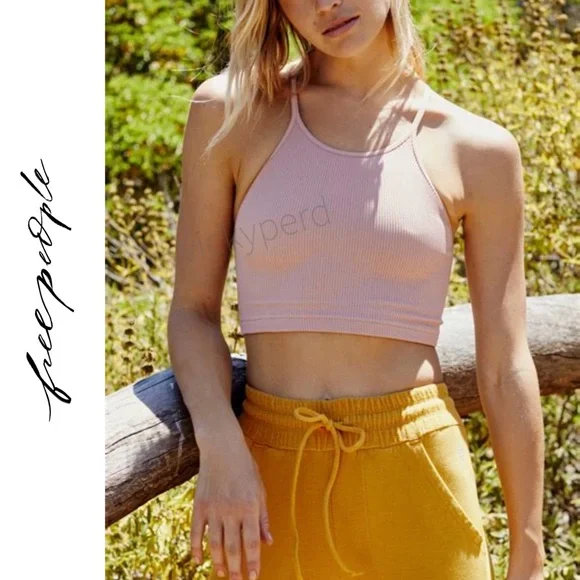 Free People Movement Cropped Run Tank Soft Pink M/L - Picture 2 of 4